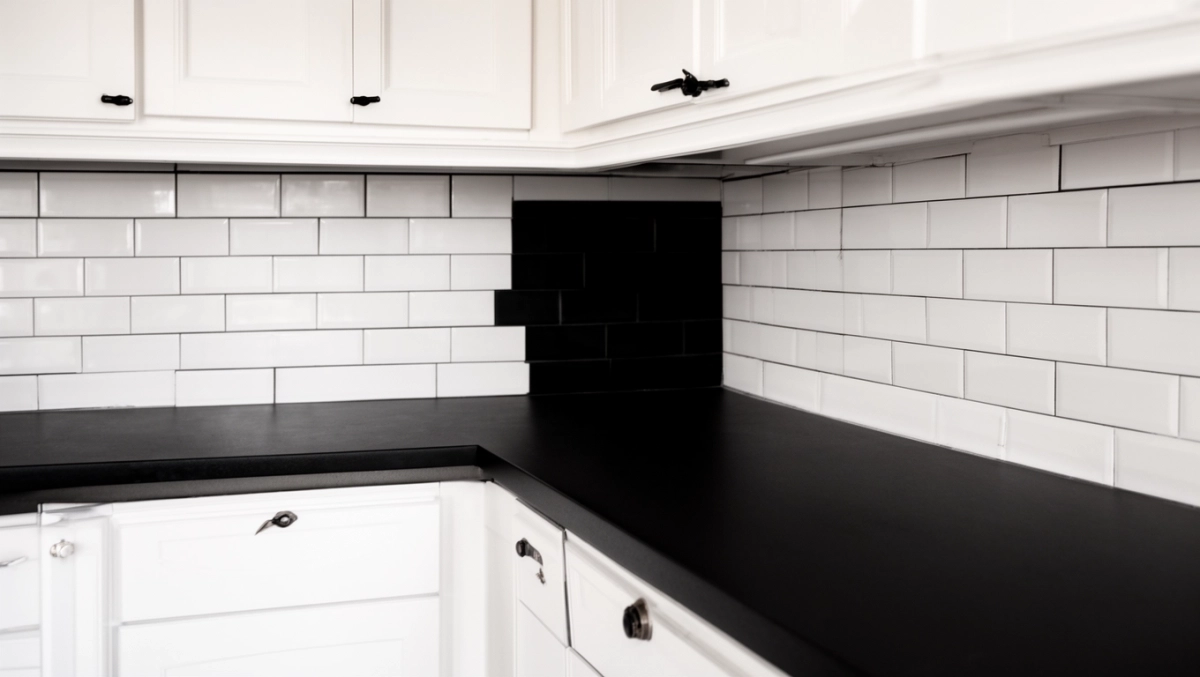 Biała kuchnia czarny blat jakie płytki