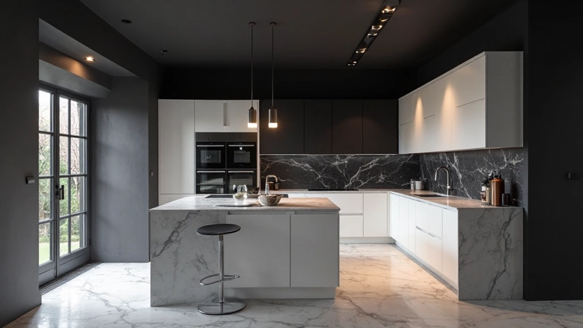 Czarny sufit w kuchni