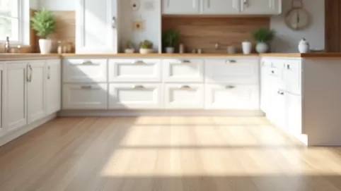 Jaka podłoga do białej kuchni z drewnianym blatem