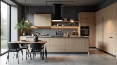 Jakie meble do szarych płytek w kuchni