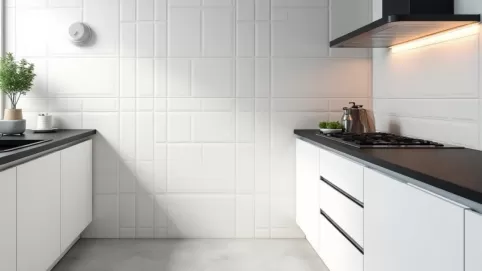 Jakie płytki do białej kuchni z czarnym blatem