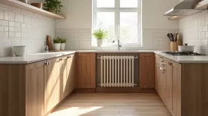 Zabudowa grzejnika w kuchni pod oknem